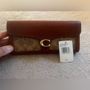 Coach tabby long wallet in brown signature canvas and leather